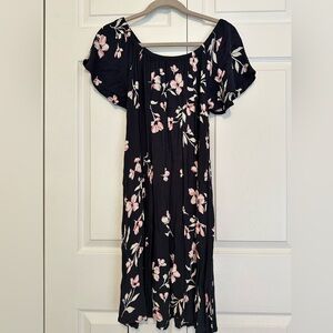 Billabong Navy Dress with Pink Floral Design